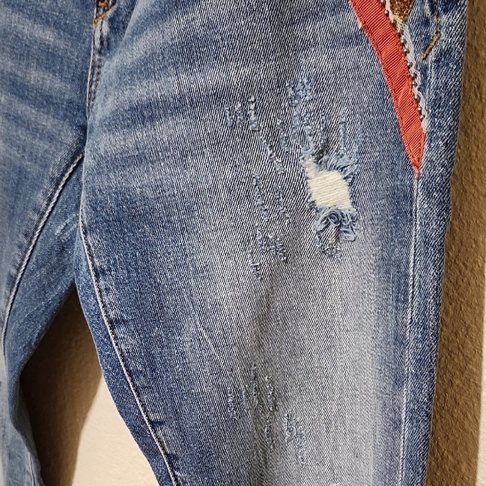 Pilcro and the Letterpress Red and Blue Skinny Jeans - Picture 6 of 16